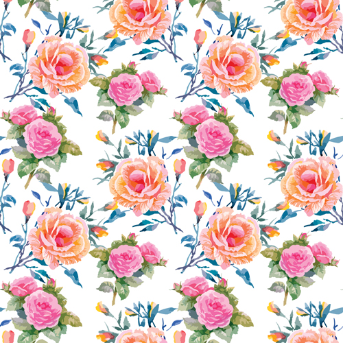 Flower seamless pattern set vector 07  