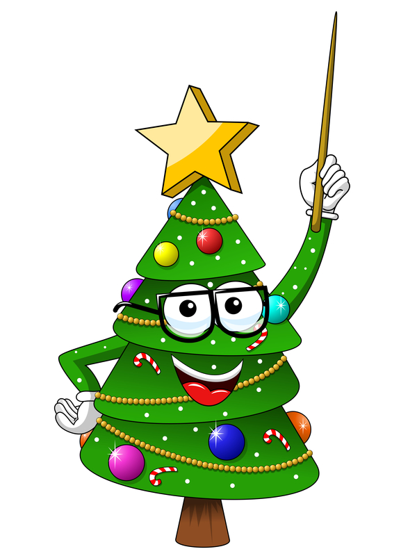 Funny cartoon christmas tree vector 03  