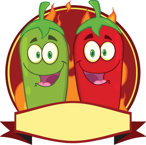 Funny red with green cartoon pepper vector  