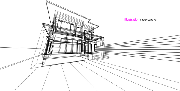 Стеклянный дом структуры архитектуры векторные иллюстрации 02  