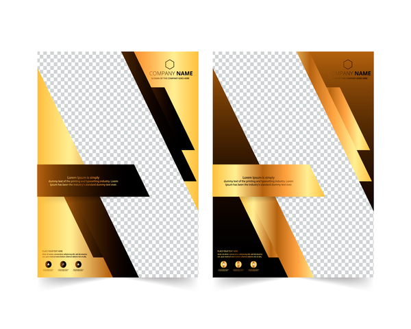 Golden company brochure couverture modèle vectoriel 04  