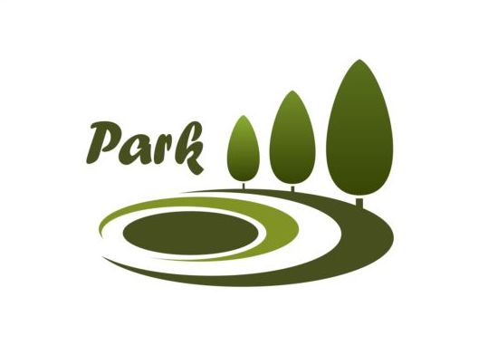 Зеленый парк логотип векторов набор 02  