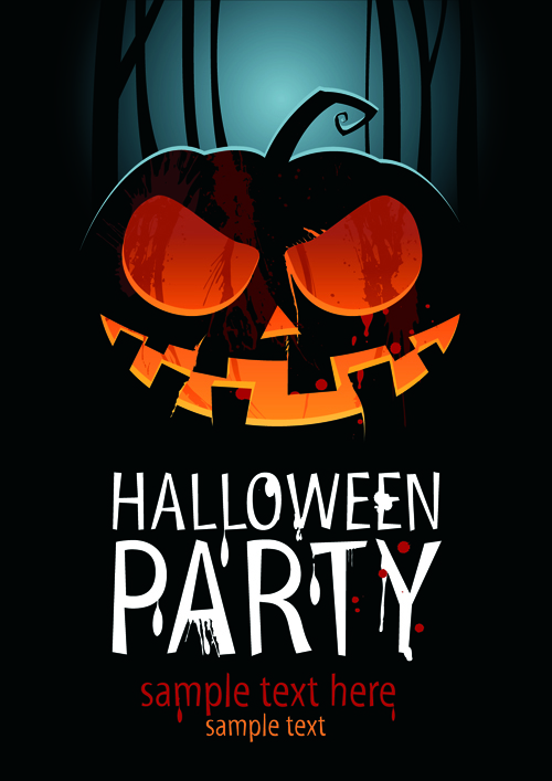 Halloween party flyer cover pumpkin vector 03  