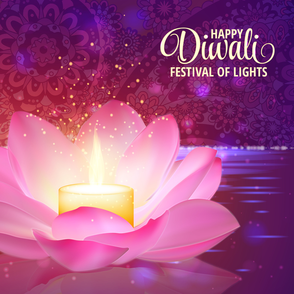Joyeux diwali avec festival de vecteur de fond clair 05  
