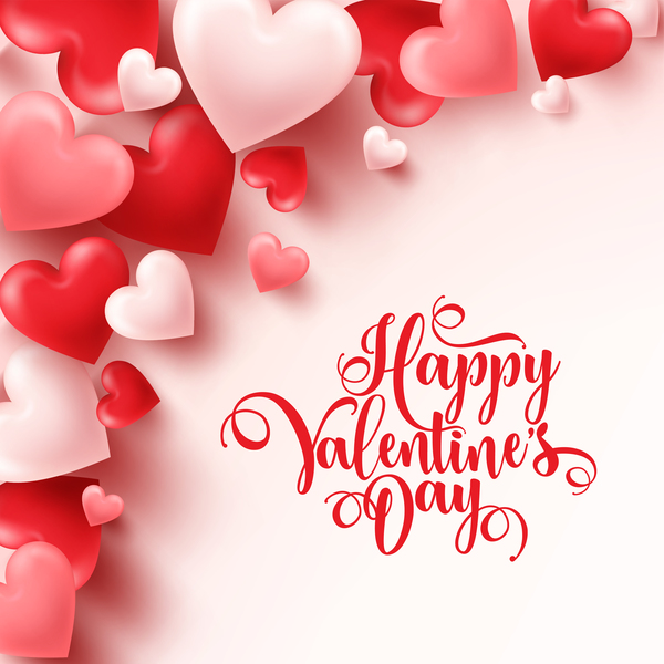 Heart shape valentine card with white background vector 02  