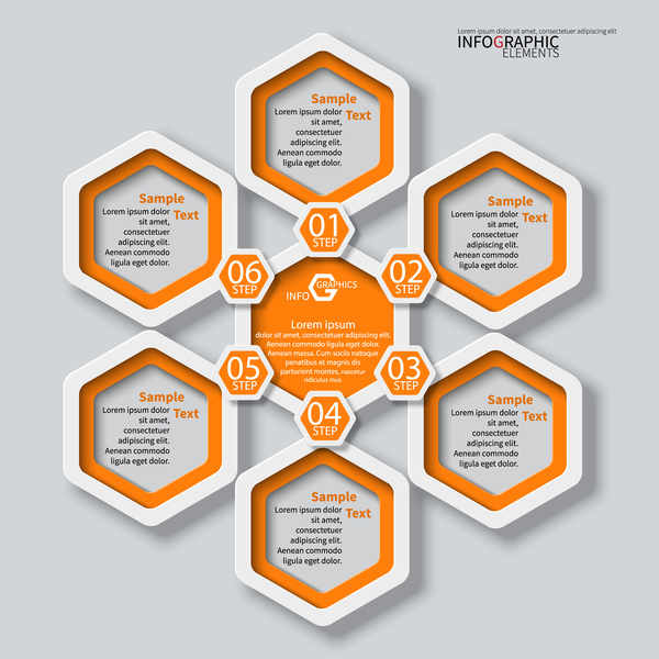 Honeycomb business infographics template vectors set 15  