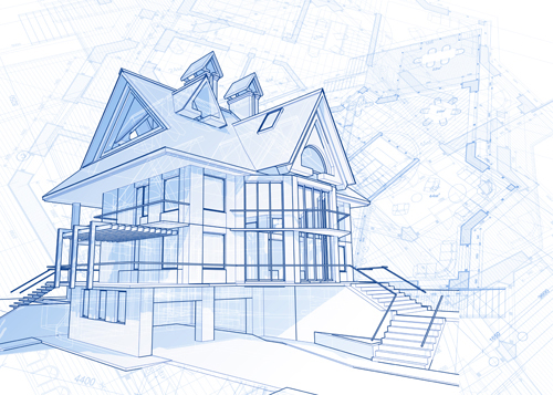 House architecture blueprint vector set 06  
