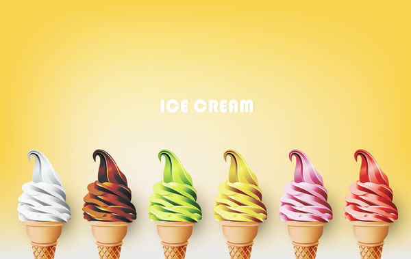 アイスクリーム黄色の背景ベクトル  