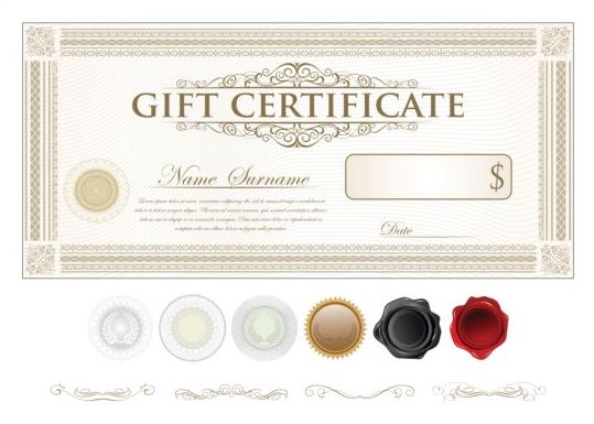 Light colored gift certificate template vector 06  