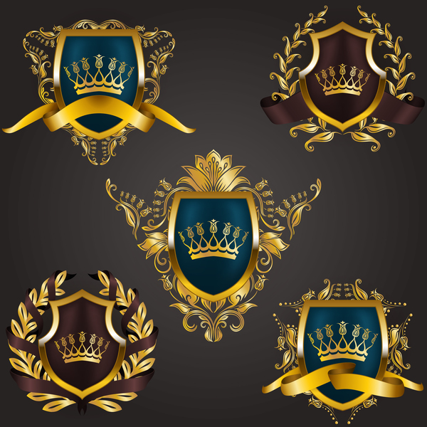 Luxusschildaufkleber mit heraldischem Vektor 12  