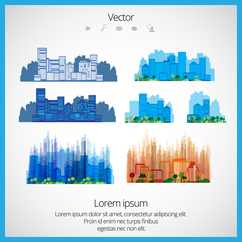 Modern Urban Landscapes set vectors 03  