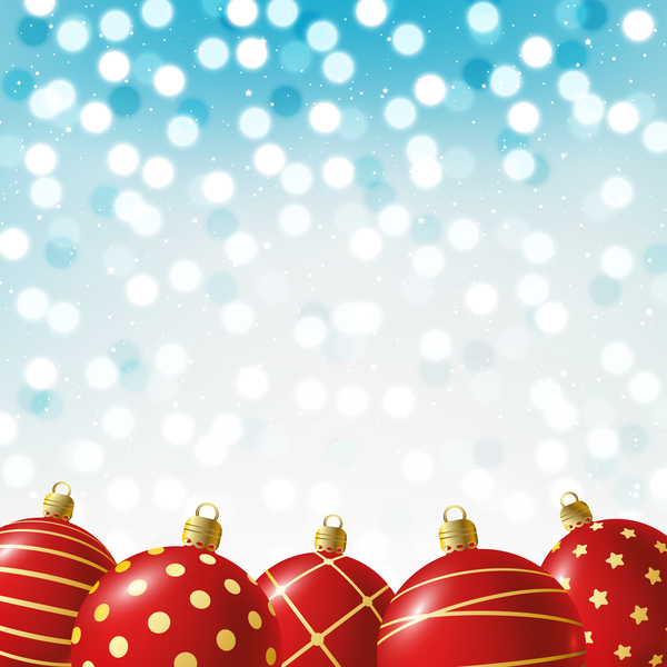 Rode kerstballen met halation achtergrond vector 05  