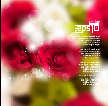 Red flowers with blurred background vector  