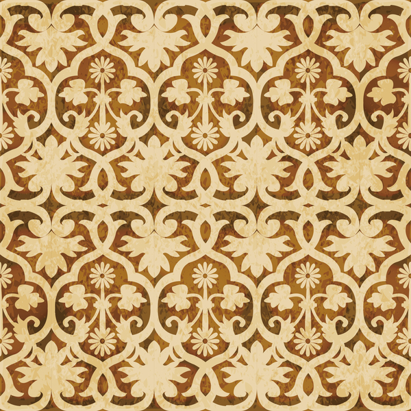 Retro kaleidoscope floral seamless pattern vector 09  