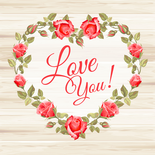 Rose frame with wedding cards vector 02  