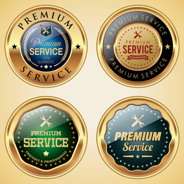 Service badges golden vector  