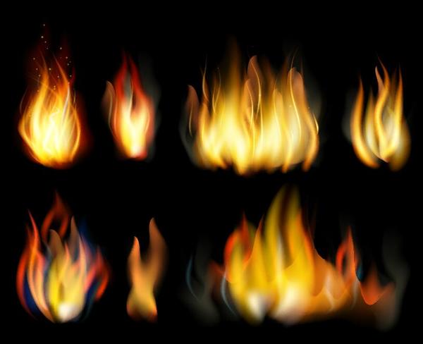 Set of fires illustration vector 04  