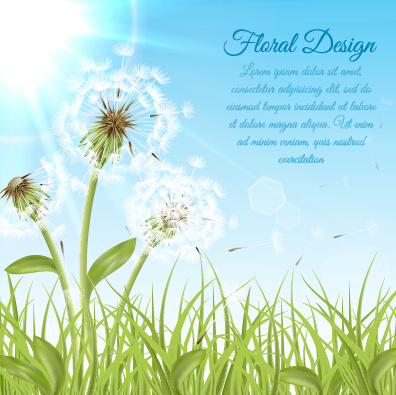 Shiny dandelion vector backgrounds material 03  