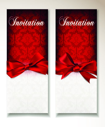 Shiny holiday bow vertical banner vector 03  