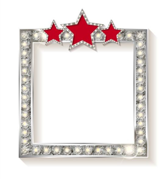 Silber Diamant-Rahmen mit roten Sterne Vektor 02  