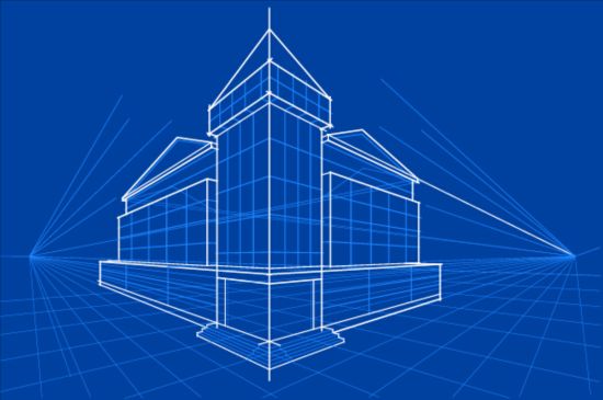 Eenvoudige blauwdruk gebouw vectoren ontwerp 07  