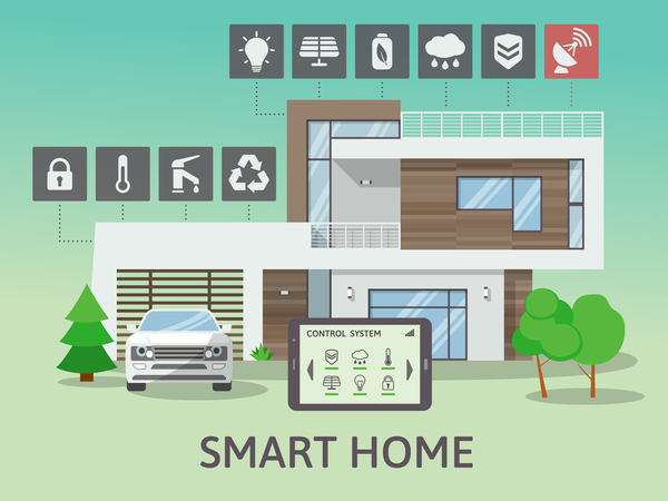 Smart home flat template vector 07  