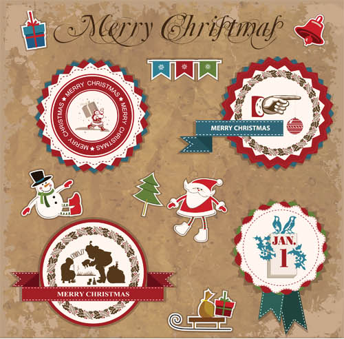 Stylish Christmas Labels art vector  