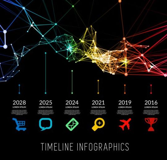 Timeline with infographics vector template 02  