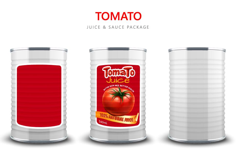 Tomatensaft mit Soßenpaket-Vektormaterial 03  