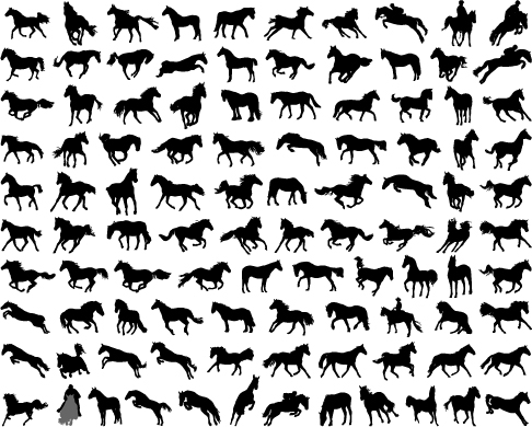 Vector horses silhouetters set 01  