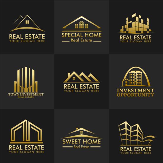 Vektor fastigheter logo typer som  