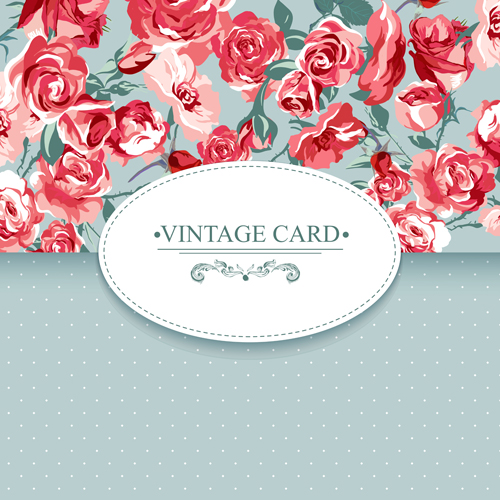 Vintage card with flowers pattern vectors 07  