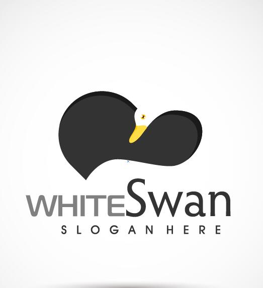 Vecteur de logo cygne blanc  