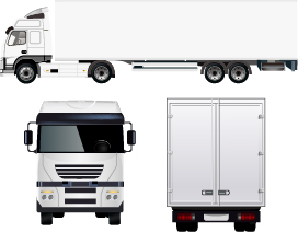 White truck with trailer vector material  