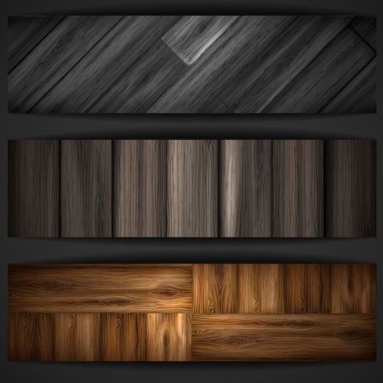 Woodboard texture bannières vector set 07  