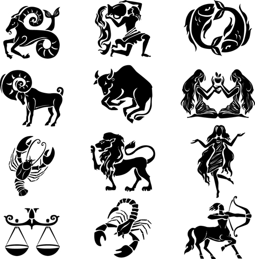 Set of Zodiak icon vector 02  