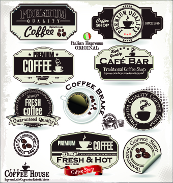 Vintage cafe bar and restaurant labels 01  