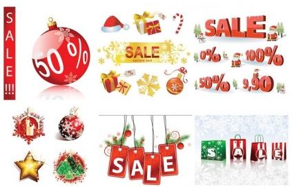 Christmas sales discount decorative elements vector  