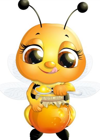 прекрасный мультфильм пчелы набор векторов 04  
