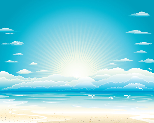 Sunny beach design vector background 04  
