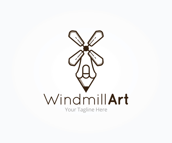 風車アートロゴベクトル  