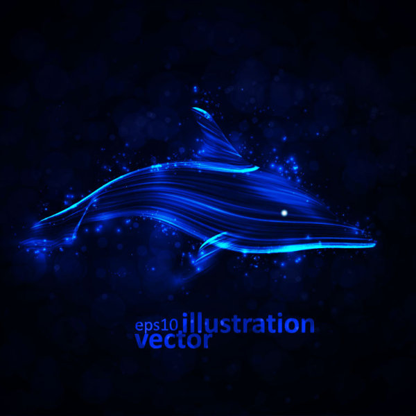 Transparent Dolphin vector Illustration 01  