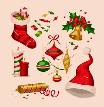 2014 Christmas vintage objects vector 03  