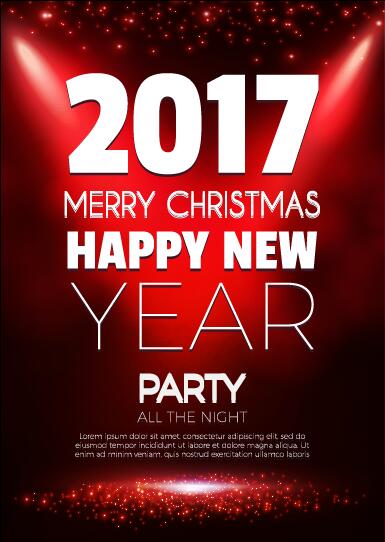 2017 New Year with christmas party flyer vectors set 08  