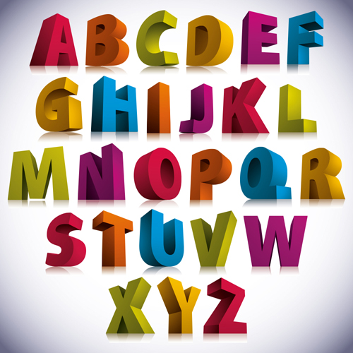 3D colorful alphabets vector design  