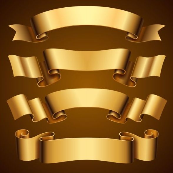 4 vecteurs de ruban d’or de luxe  