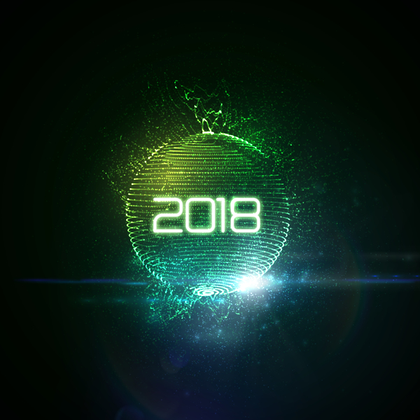 Abstrakte Lichtkugel mit Hintergrundvektor 04 des neuen Jahres 2018  