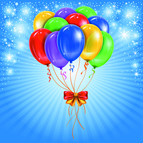 Happy Birthday Colorful Balloons background set 01  
