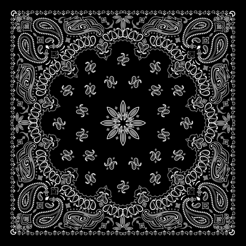 Black with white bandana patterns design vector 03  