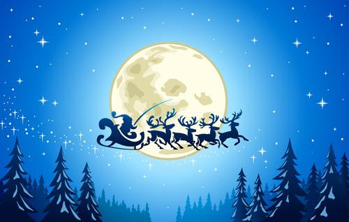 Beautiful Christmas Night winter vector background 05  